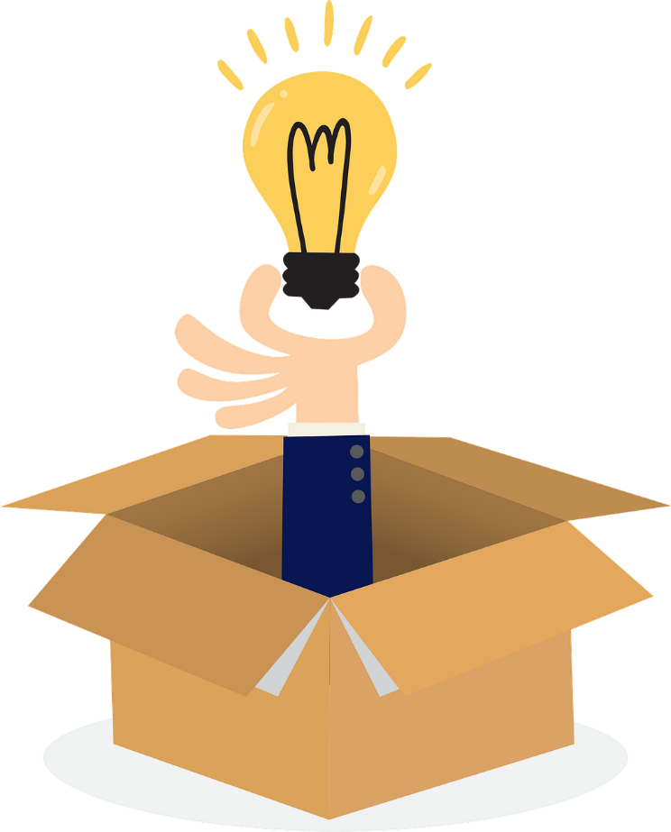 hand holding a lightbulb out of a box, Hand hält Glühbirne aus einem Karton
